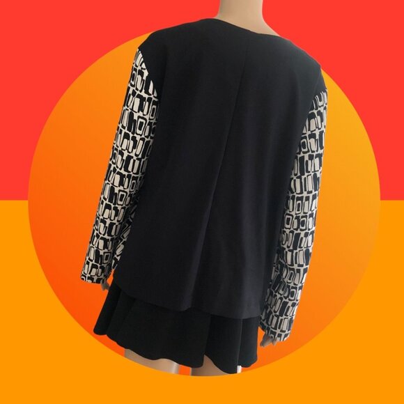 BIANCO NERO Modern Black White Cinnamon Patterned Jacket Excellent Cond Sz XL - Picture 5 of 7